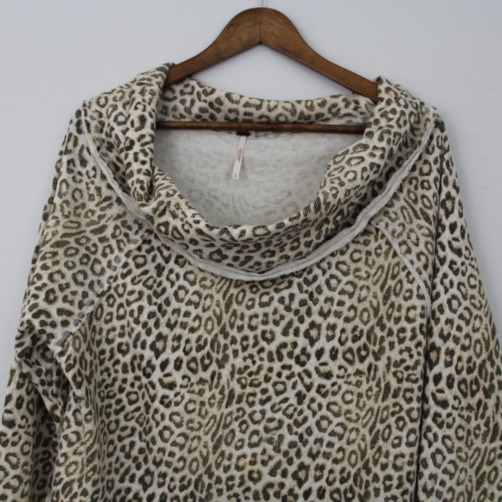 Free People Leopard/ Cheetah Print Cowl Neck Top - Picture 2 of 16